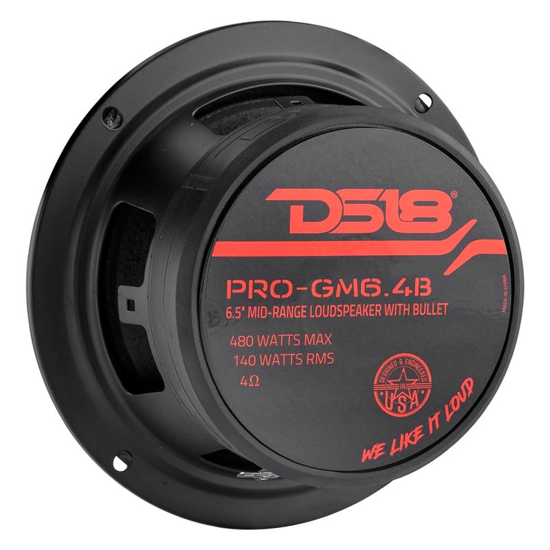 DS18 PRO-GM6.4B Loudspeaker - 6.5", Midrange, Red Aluminum Bullet, 480W Max, 140W RMS, 4 Ohms - Premium Quality Audio Door Speakers for Car or Truck Stereo Sound System (1 Speaker) - Image 4